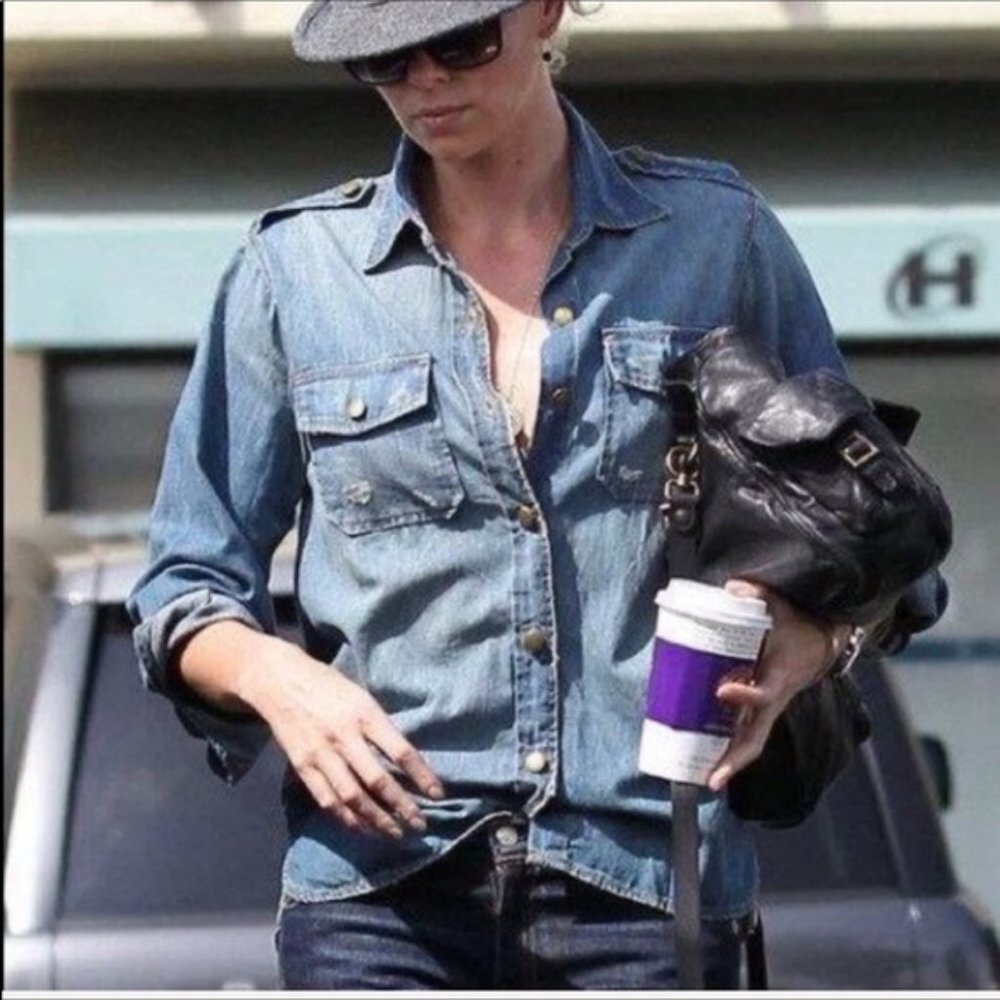 CURRENT ELLIOTT Perfect Shirt Chambray Top XS